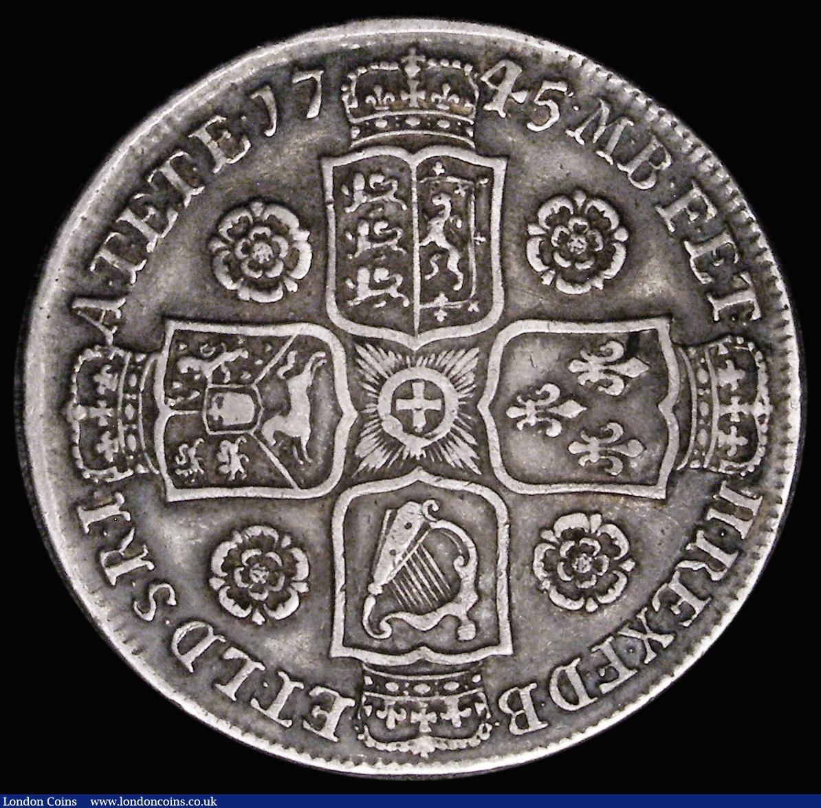 1745 over 3 Lima Halfcrown reverse