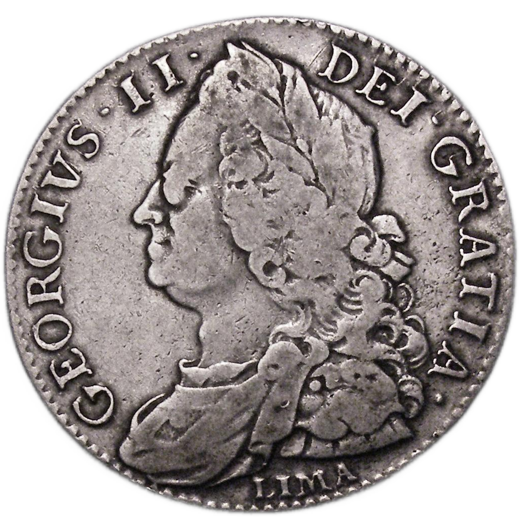 1746 Lima Halfcrown V over U in GEORGIVS obverse