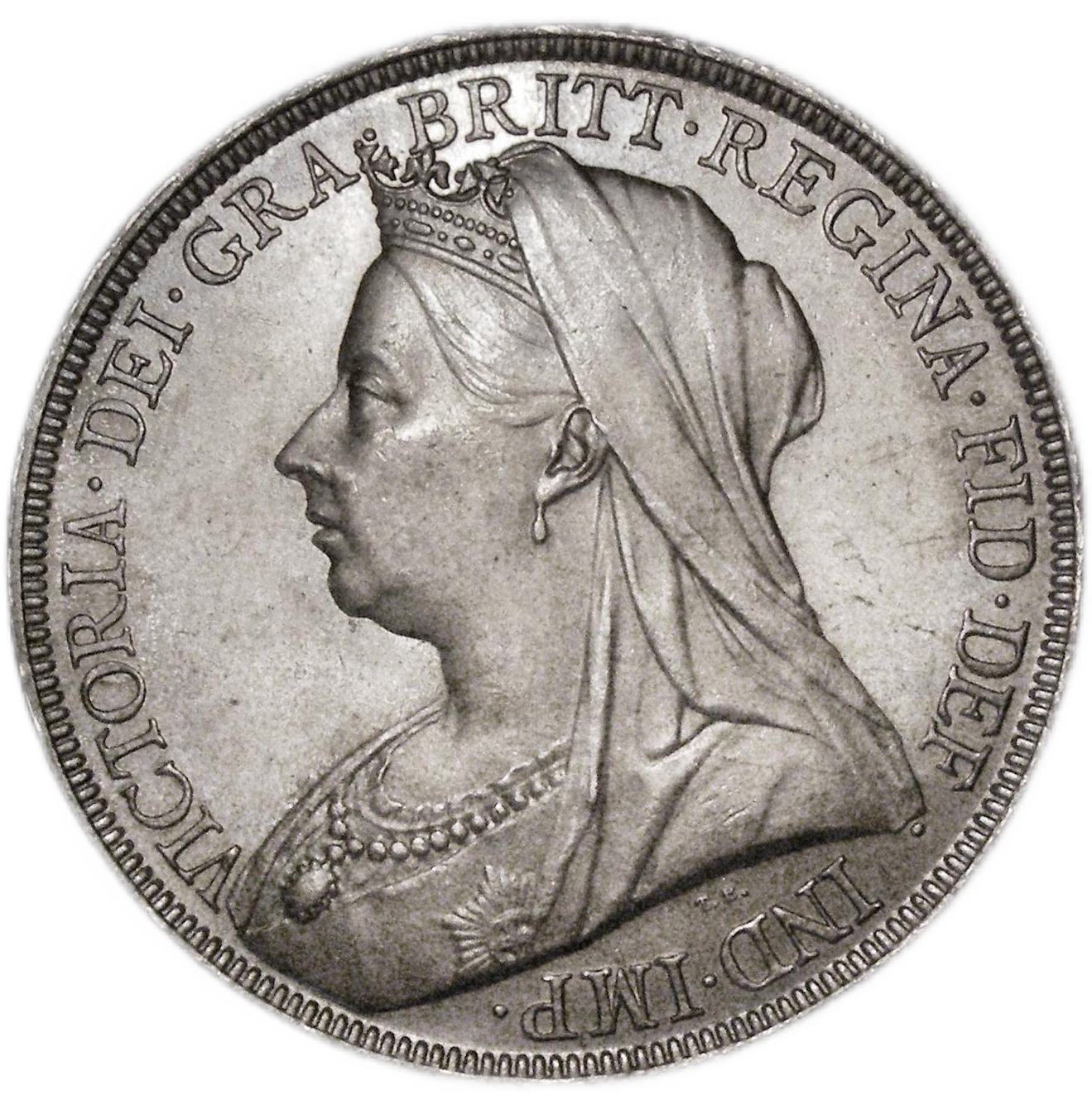 1893 Victoria Crown obverse showing Queen Victoria's Old Head portrait